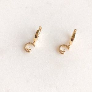 S925 silver moon hoop earrings